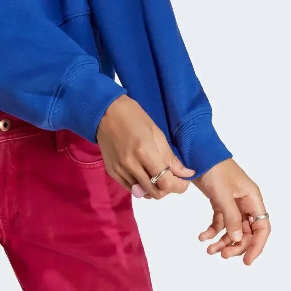 Adidas Women's Medium Adicolor Essentials Fleece Crew Sweatshirt Semi Lucid Blue - Picture 4 of 5